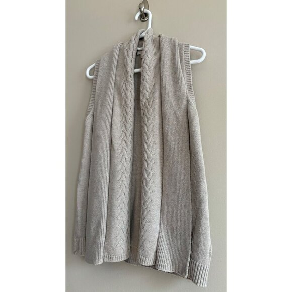 Talbots Wool Blend Open Front Sweater Vest with Cable Knit Details Size Small - Picture 3 of 11
